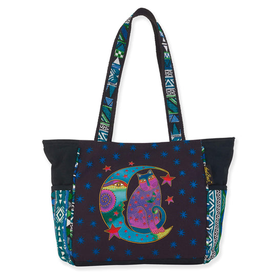 Laurel Burch Moonside Cat Medium Shoulder Tote Bag