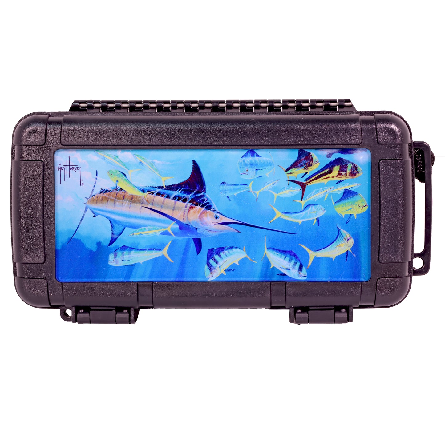 Guy Harvey Small Waterproof Dry Storage Box with Wrist Strap for Cigars or Electronics