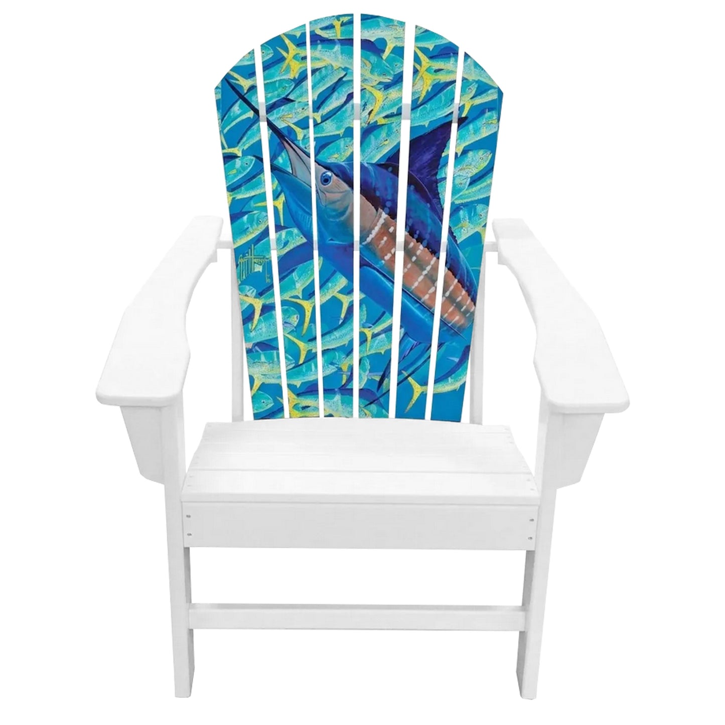 Guy Harvey Missed a Spot Marlin Adirondack Chair – Outdoor HDPE Patio Chair