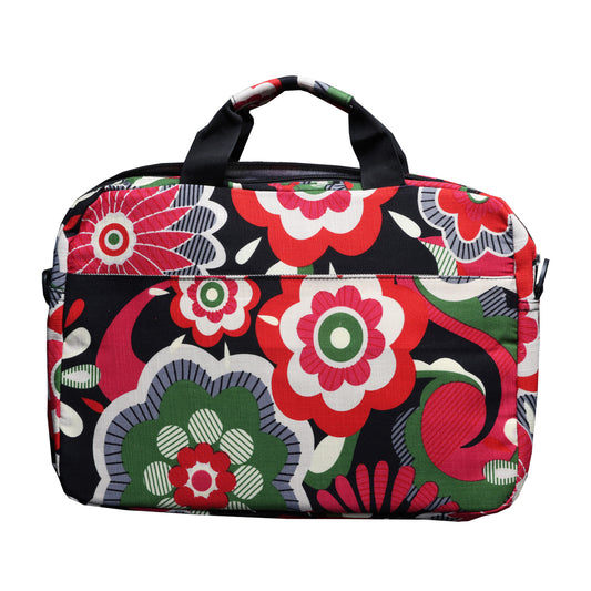 Floral Passion Padded Laptop Carry Bag with Denim Lining
