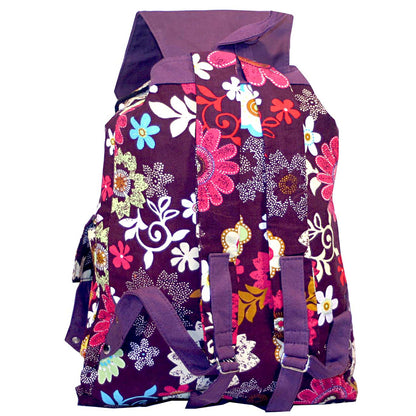 Purple Passion Boho Backpack with Floral Print