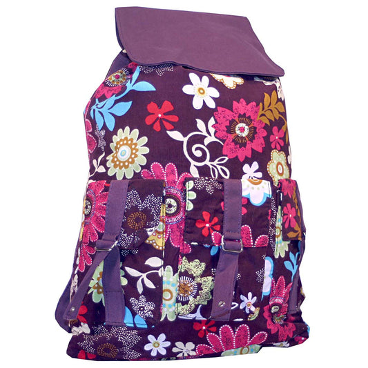 Purple Passion Boho Backpack with Floral Print