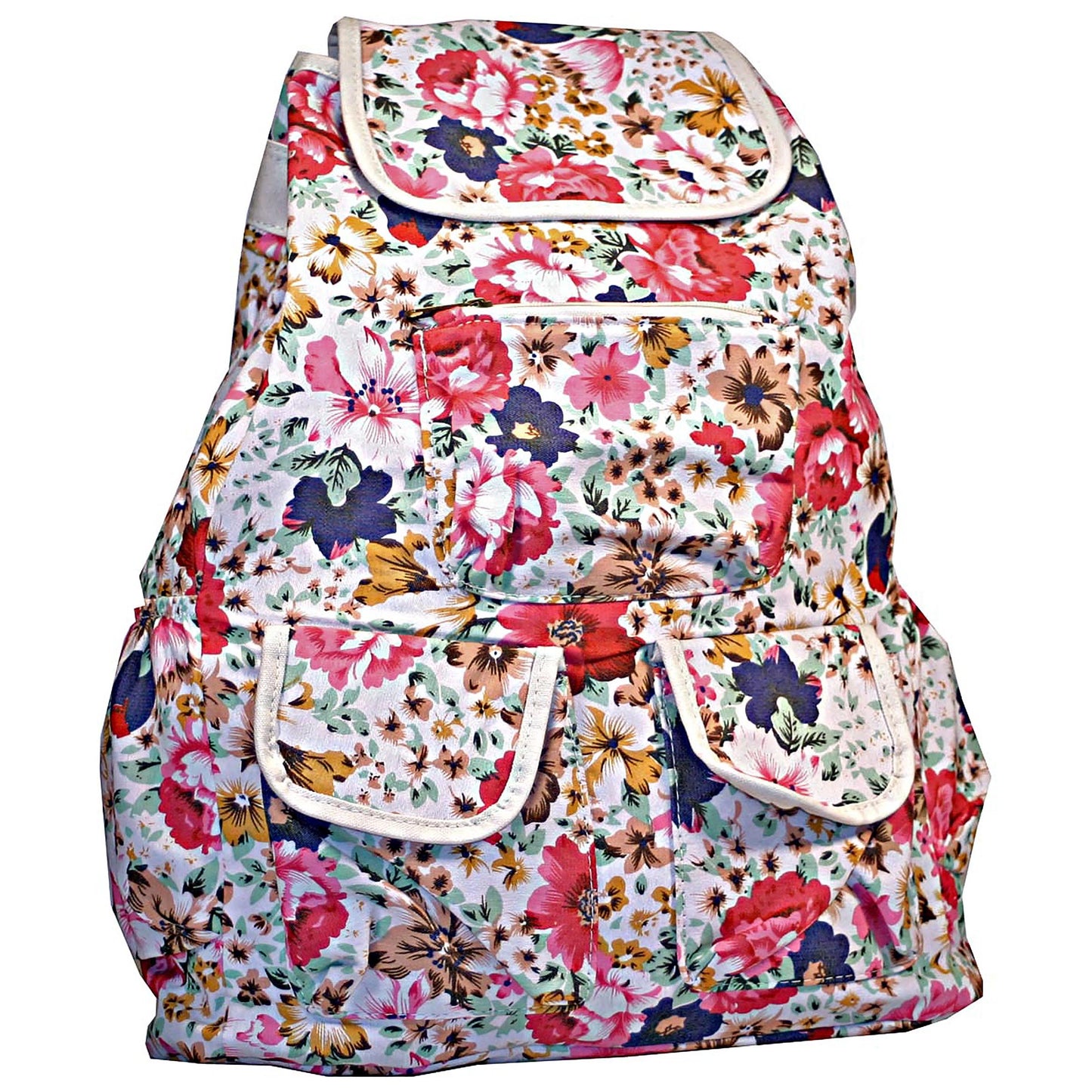 Boho Floral Denim Lined Women’s Daypack Backpack