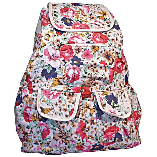 Boho Floral Denim Lined Women’s Daypack Backpack