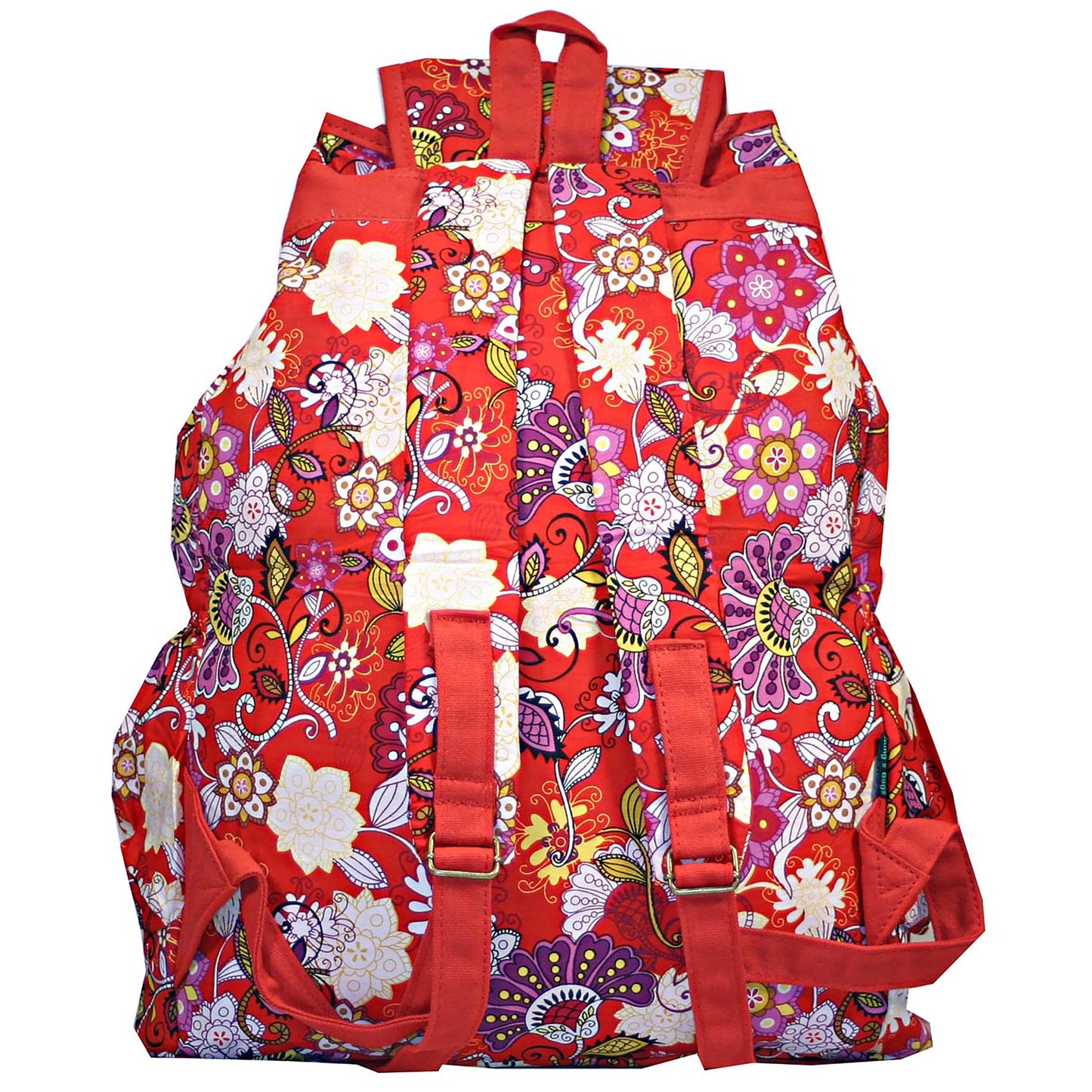 Red Floral Fusion Boho Style Day Pack Backpack