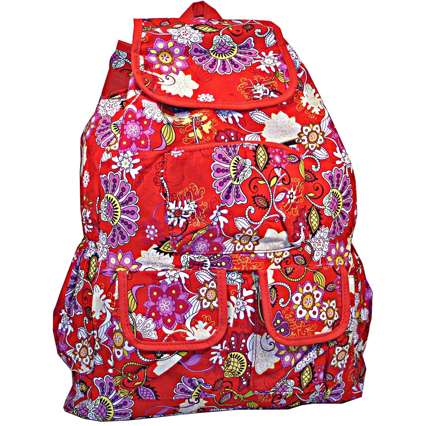 Red Floral Fusion Boho Style Day Pack Backpack