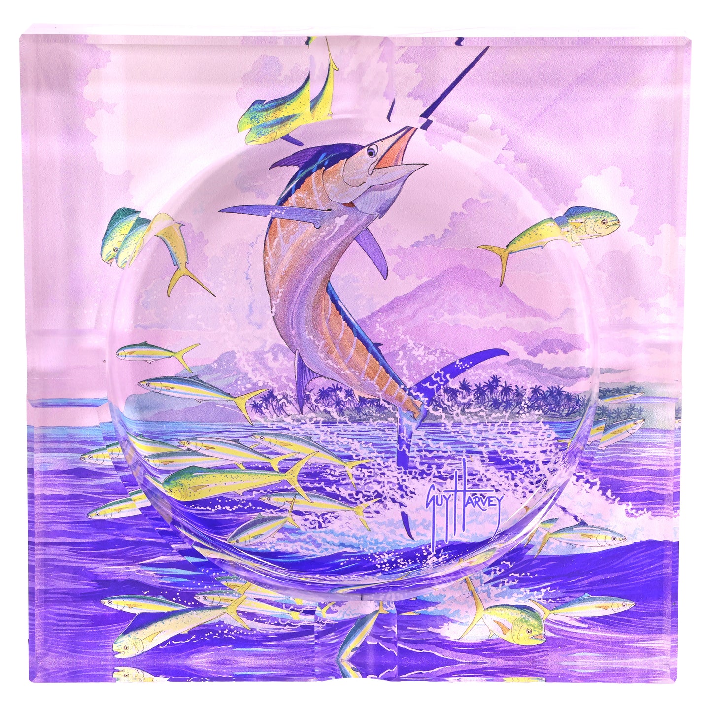 Guy Harvey 7" Square Glass Cigar Ashtray