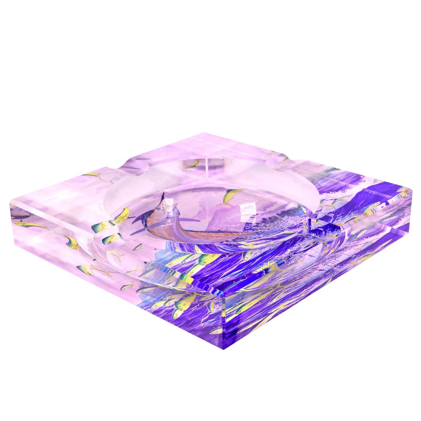 Guy Harvey 7" Square Glass Cigar Ashtray