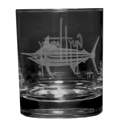 Guy Harvey Classic Whiskey Glasses Rocks Style for Scotch, Bourbon, or Mixed Drinks 12oz Sold In Pairs