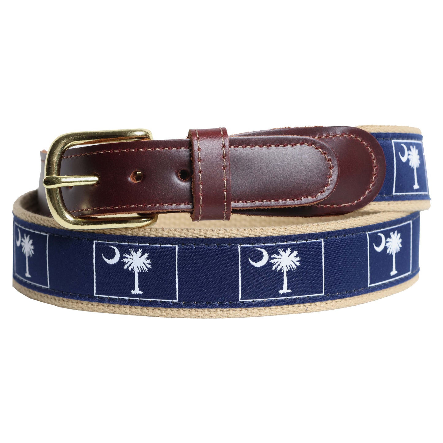 SoliVisk Palmetto Moon South Carolina State Flag Leather Tab Belt  Made in USA