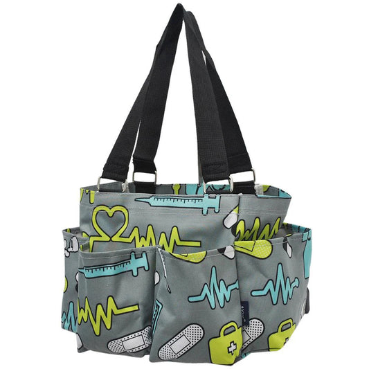 Nurse Themed Collapsible Utility Tote Medical Organizer Bag for Work, Hospital, or Travel