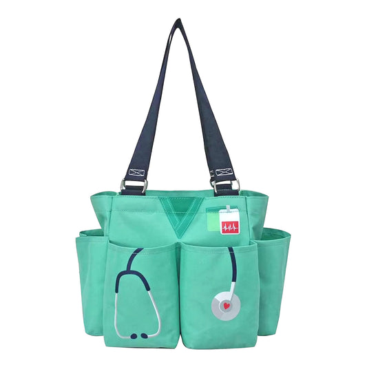 Nurse Utility 4-Pocket Medical Tote Mint Utility Bag for Healthcare, Hospital, or Nursing School