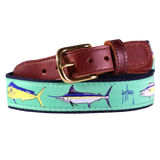 Guy Harvey Men’s Offshore Marlin and Sailfish Leather Tab Belt