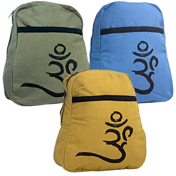 Mystic Om Blue Green and Yellow Mantra Backpacks