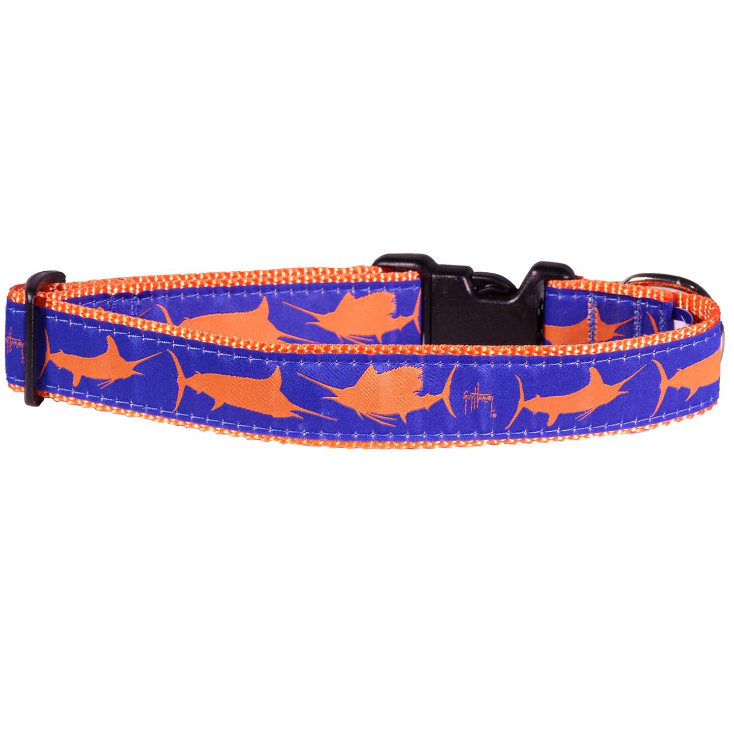Guy Harvey Orange and Royal Blue Marlin Dog Collar