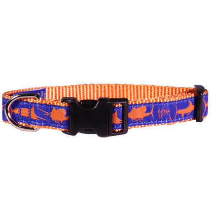 Guy Harvey Orange and Royal Blue Marlin Dog Collar