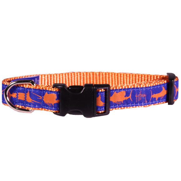 Guy Harvey Orange and Royal Blue Marlin Dog Collar