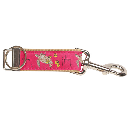 Guy Harvey Sea Turtle on Pink Key Ring with Snap Hook