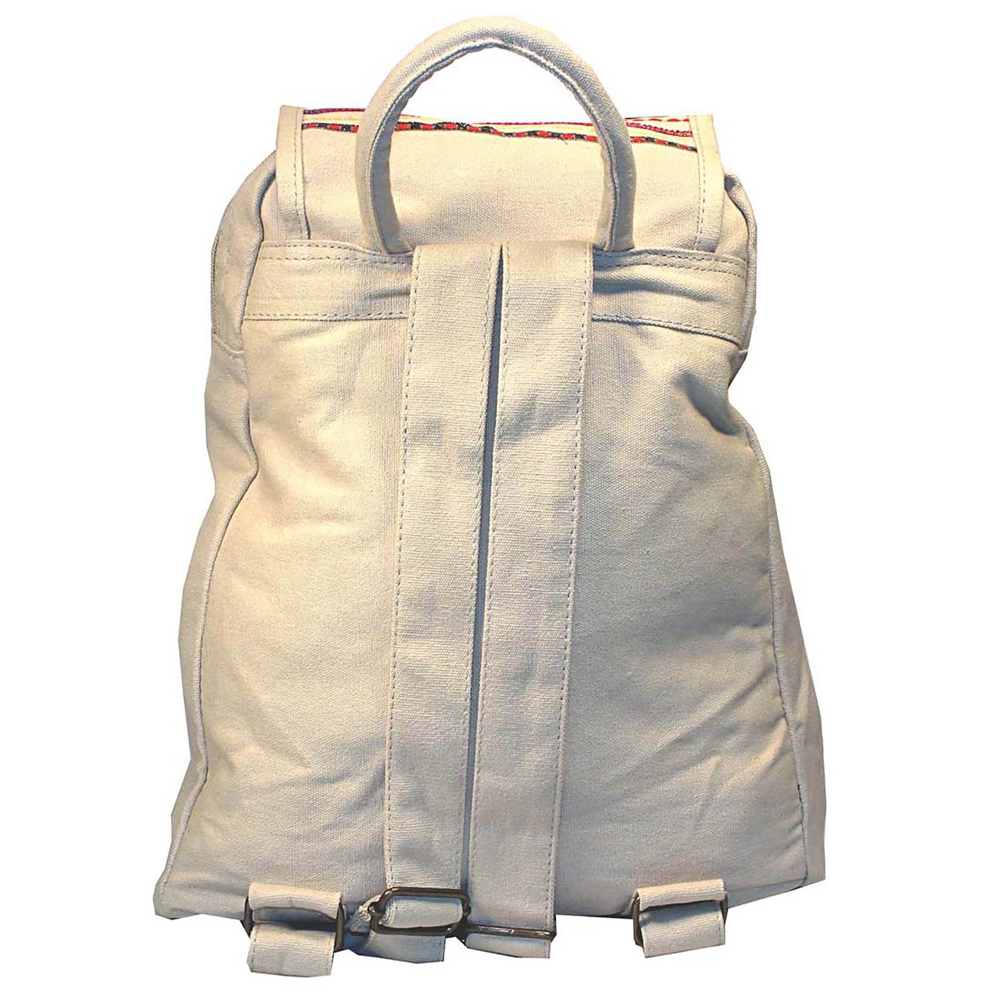 Boho Flap-Over Canvas Backpack with Zip Top & Buckle Closure