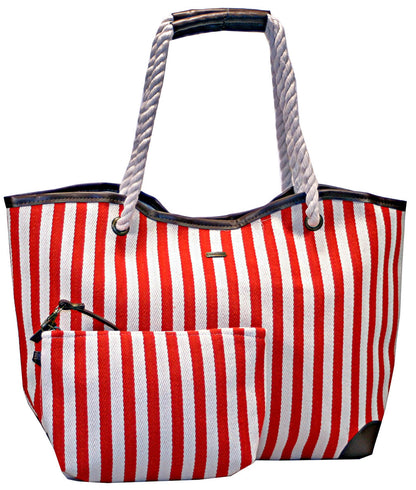 Red and Blue Striped Beach Totes with Matching Wristlet