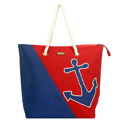 Navy and Red Nautical Themed Anchor Tote Bags