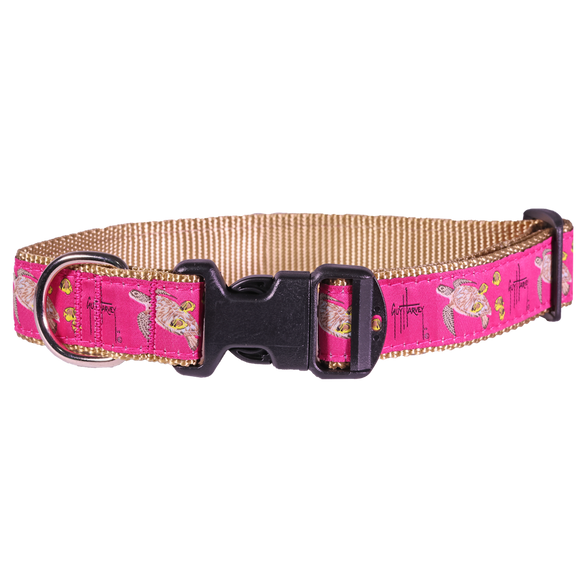 Guy Harvey Pink Sea Turtle Dog Collar - Stylish and Comfortable Pet Accessory