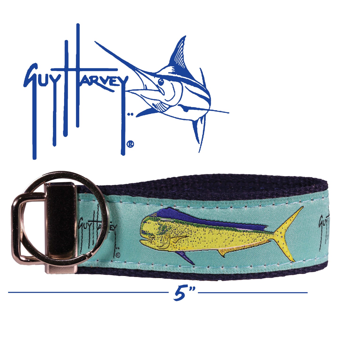 Guy Harvey Bull Dolphin Seafoam Key Fob Ring