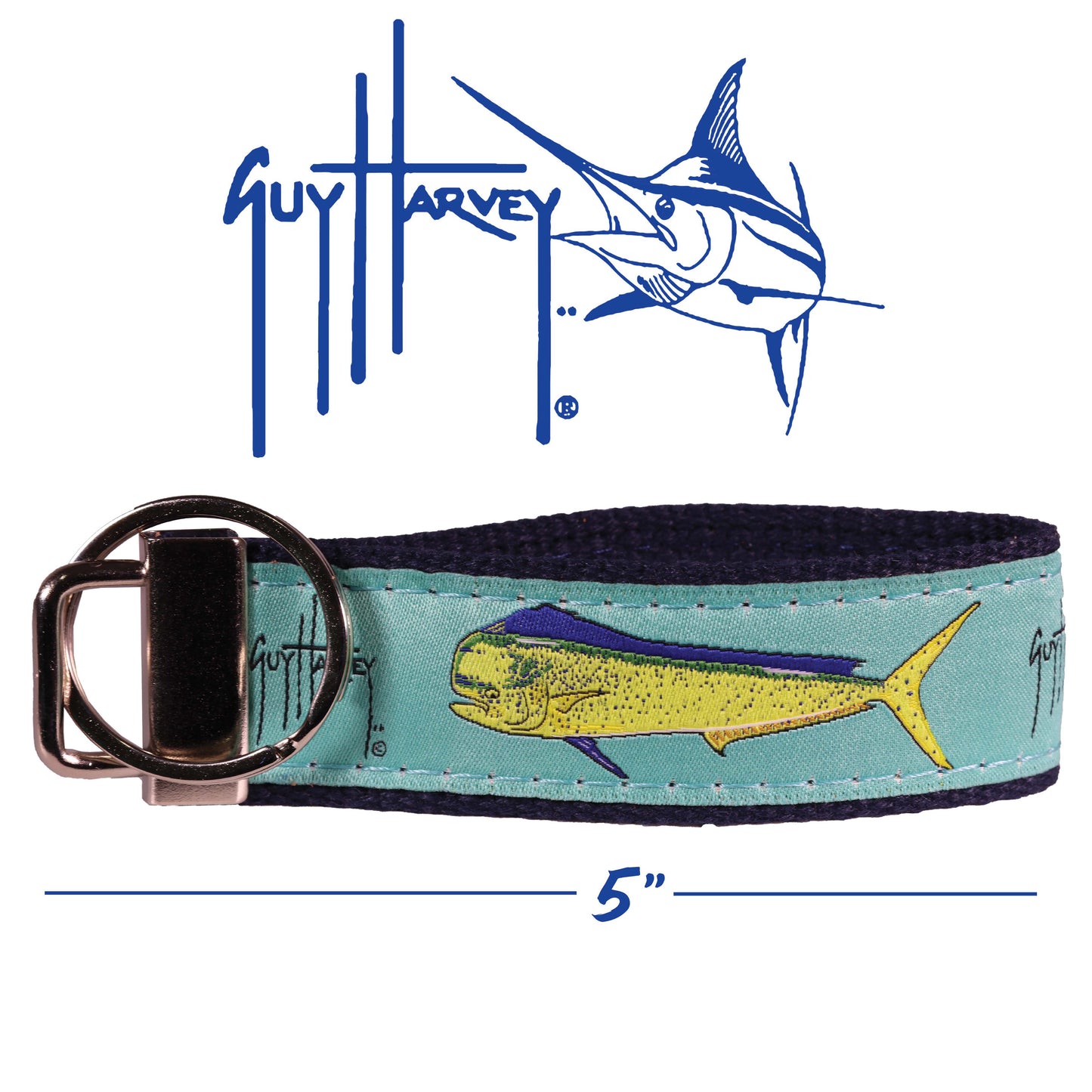 Guy Harvey Bull Dolphin Seafoam Key Fob Ring