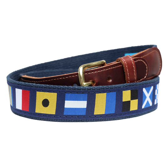 SoliVisk Nautical Code Signal Flag Men’s Leather Tab Belt