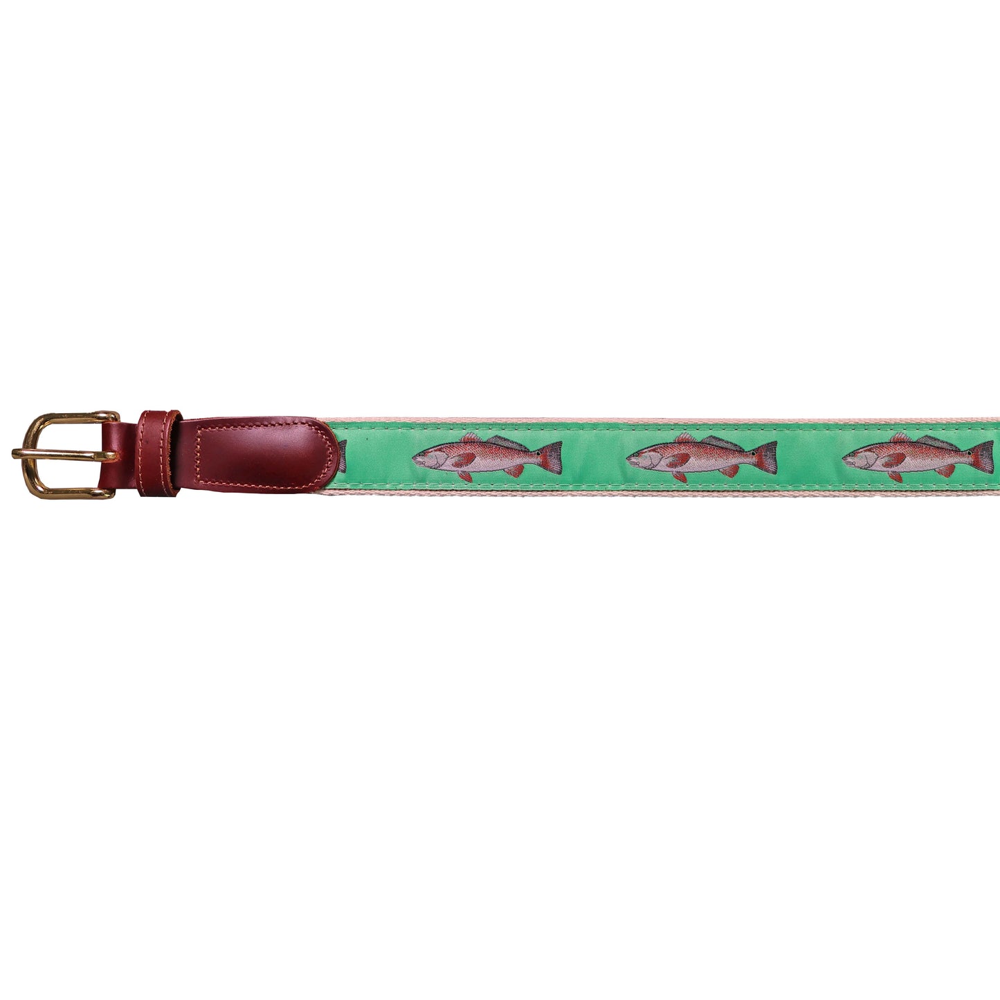 SoliVisk Men’s Nautical Embroidered Leather Tab Belt – Redfish Design  Proudly Made in USA