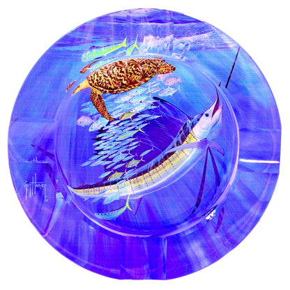 Guy Harvey Round 6" Glass Cigar Ashtray