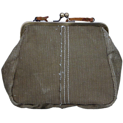 Uchi Nozomi Small Handbag Canvas Purse Kiss Lock Closure Made From Recycled Tents