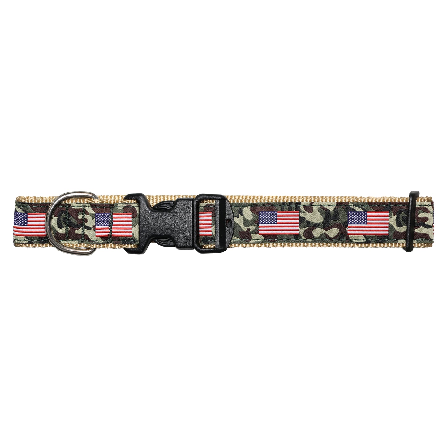 SoliVisk Camo USA Dog Collar Wide & Narrow Sizes Heavy-Duty Pet Collar