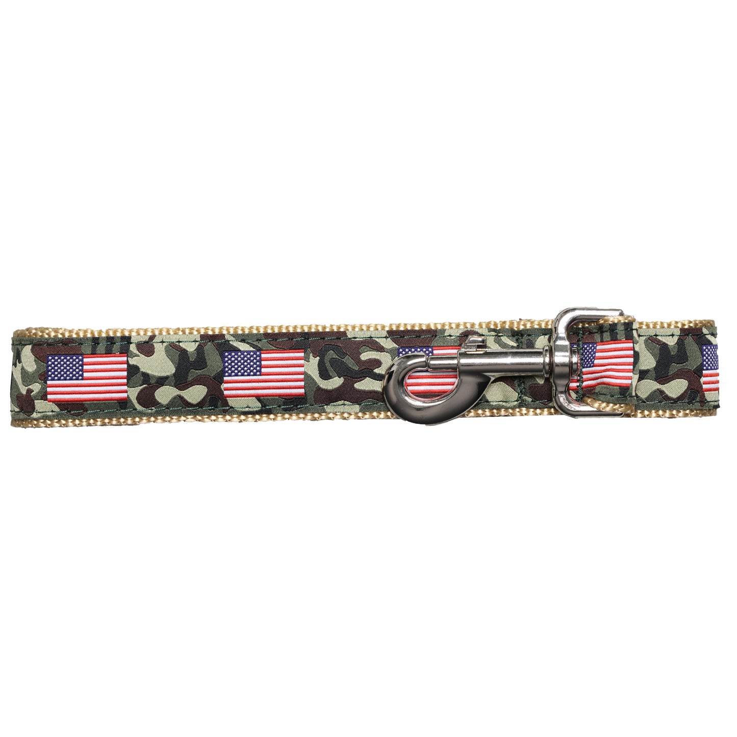 SoliVisk Camouflage USA Flag Dog Leash 6-Foot Length Wide & Narrow Sizes Made in the USA