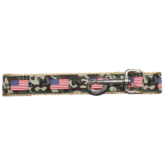 SoliVisk Camouflage USA Flag Dog Leash 6-Foot Length Wide & Narrow Sizes Made in the USA