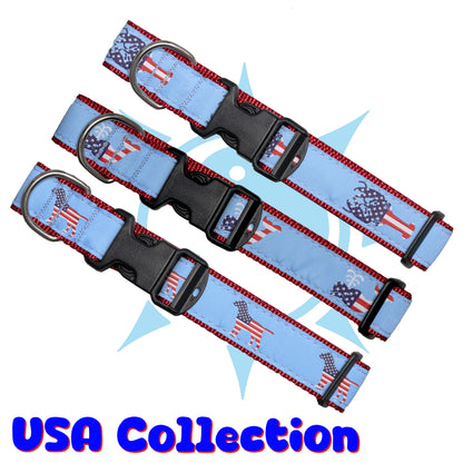 SoliVisk USA Dog Collar American Flag Lobster, Dog, or Whale Design Made in USA