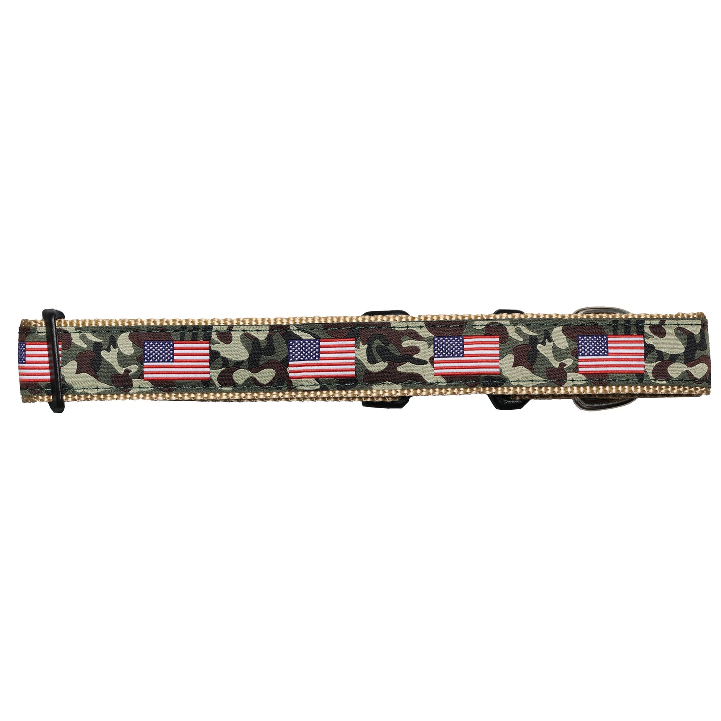 SoliVisk Camo USA Dog Collar Wide & Narrow Sizes Heavy-Duty Pet Collar