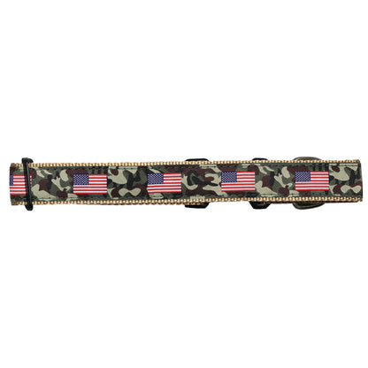 SoliVisk Camo USA Dog Collar Wide & Narrow Sizes Heavy-Duty Pet Collar