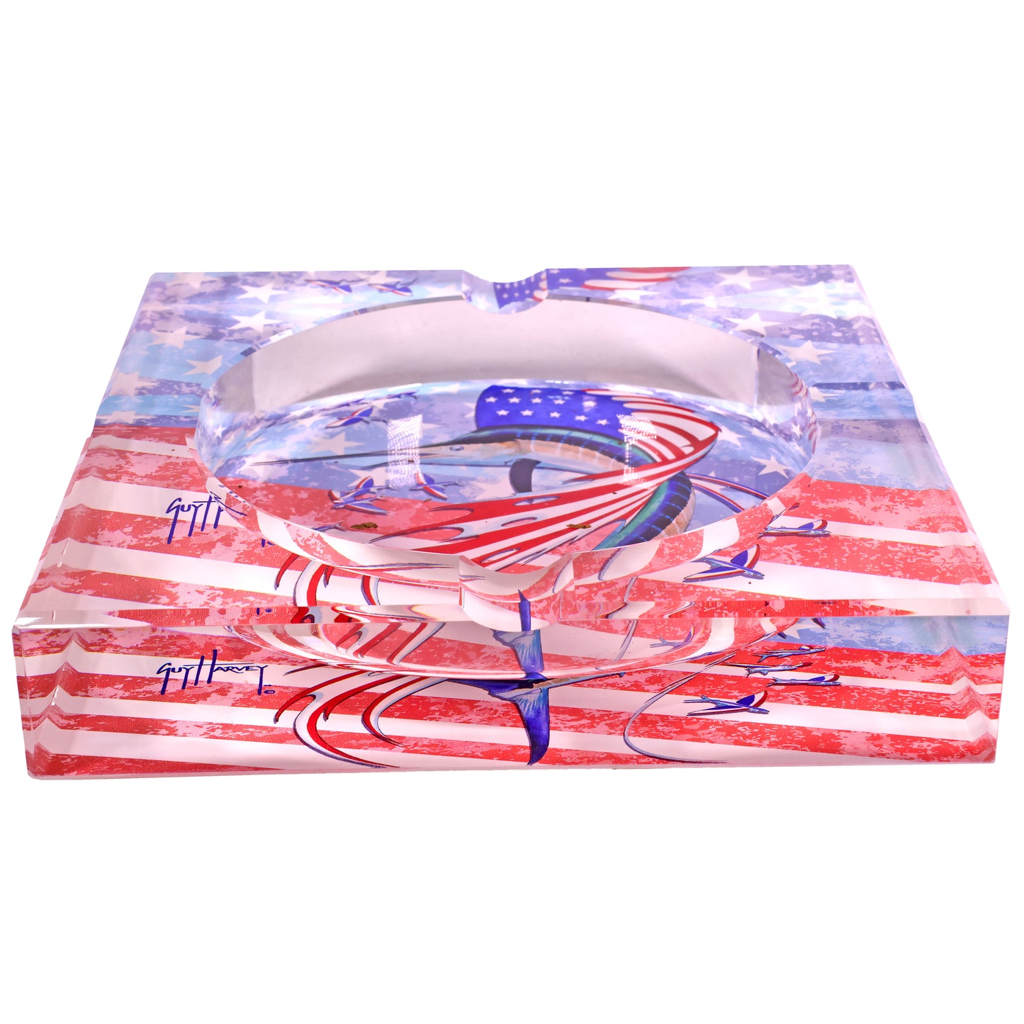 Guy Harvey 7" Square Glass Cigar Ashtray