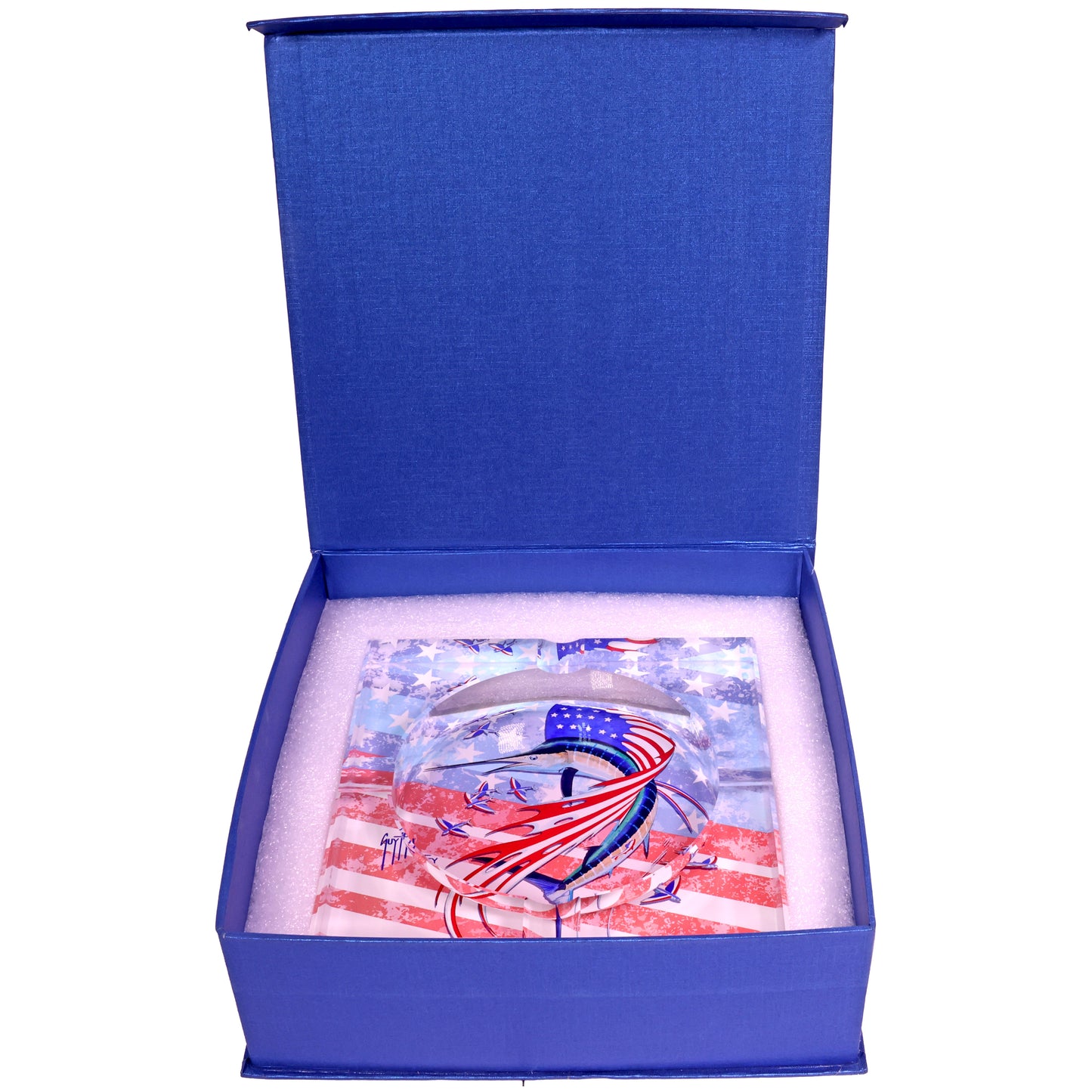 Guy Harvey 7" Square Glass Cigar Ashtray