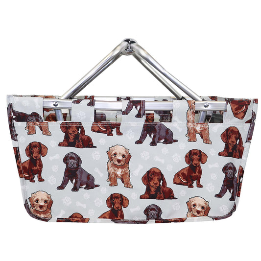 Dog Lover’s Puppy Print Reusable Collapsible Tote Foldable Market, Grocery, and Picnic Organizer Bag