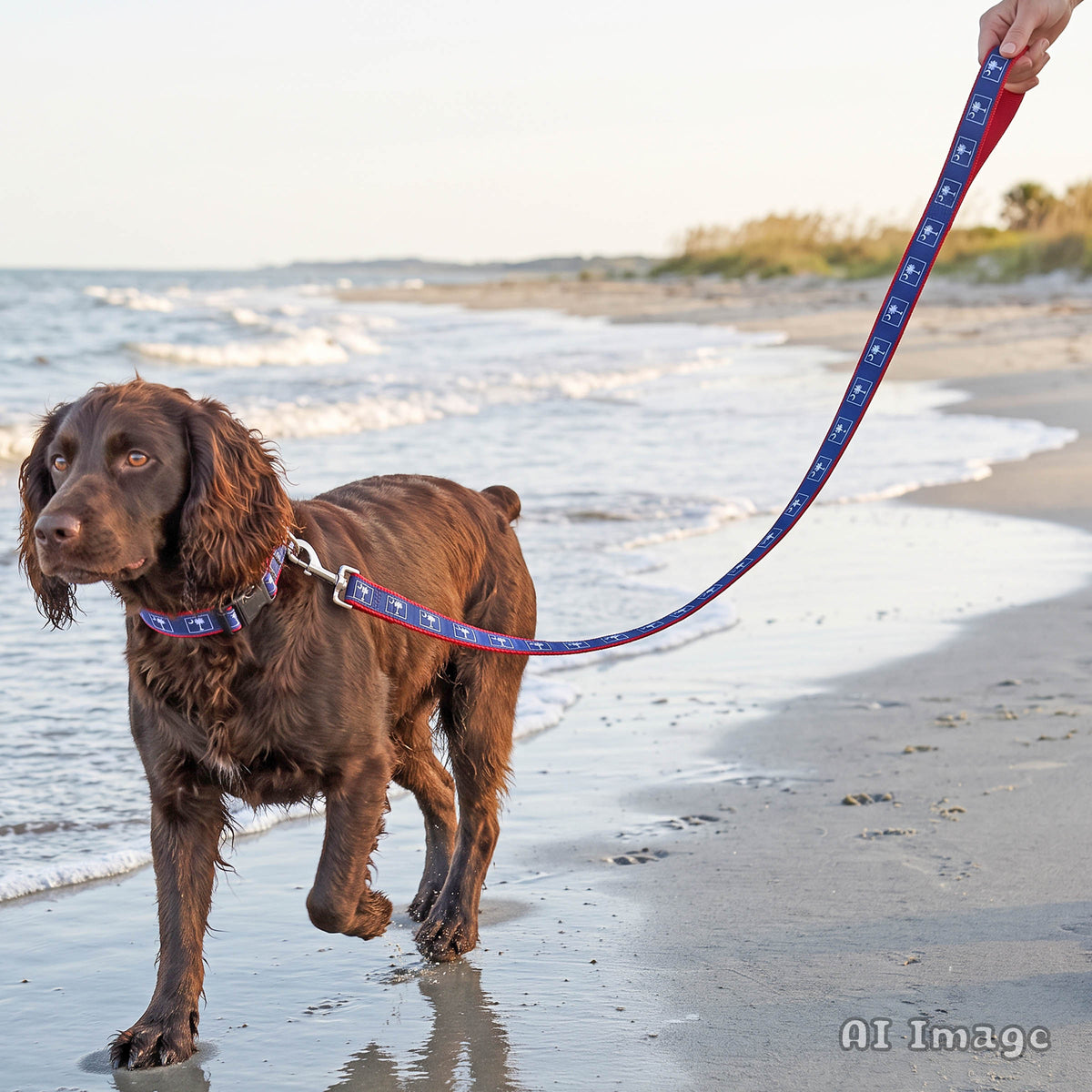 South Carolina Flag 6-Foot Dog Leash with Palmetto Tree and Crescent Moon