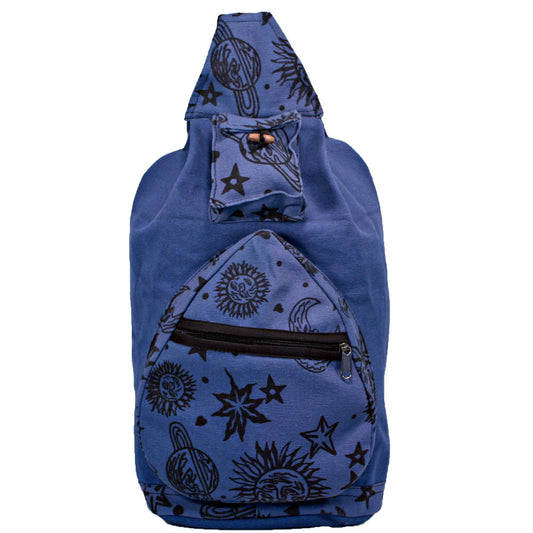 Sun Moon and Stars Hippie Sling Backpack Bag