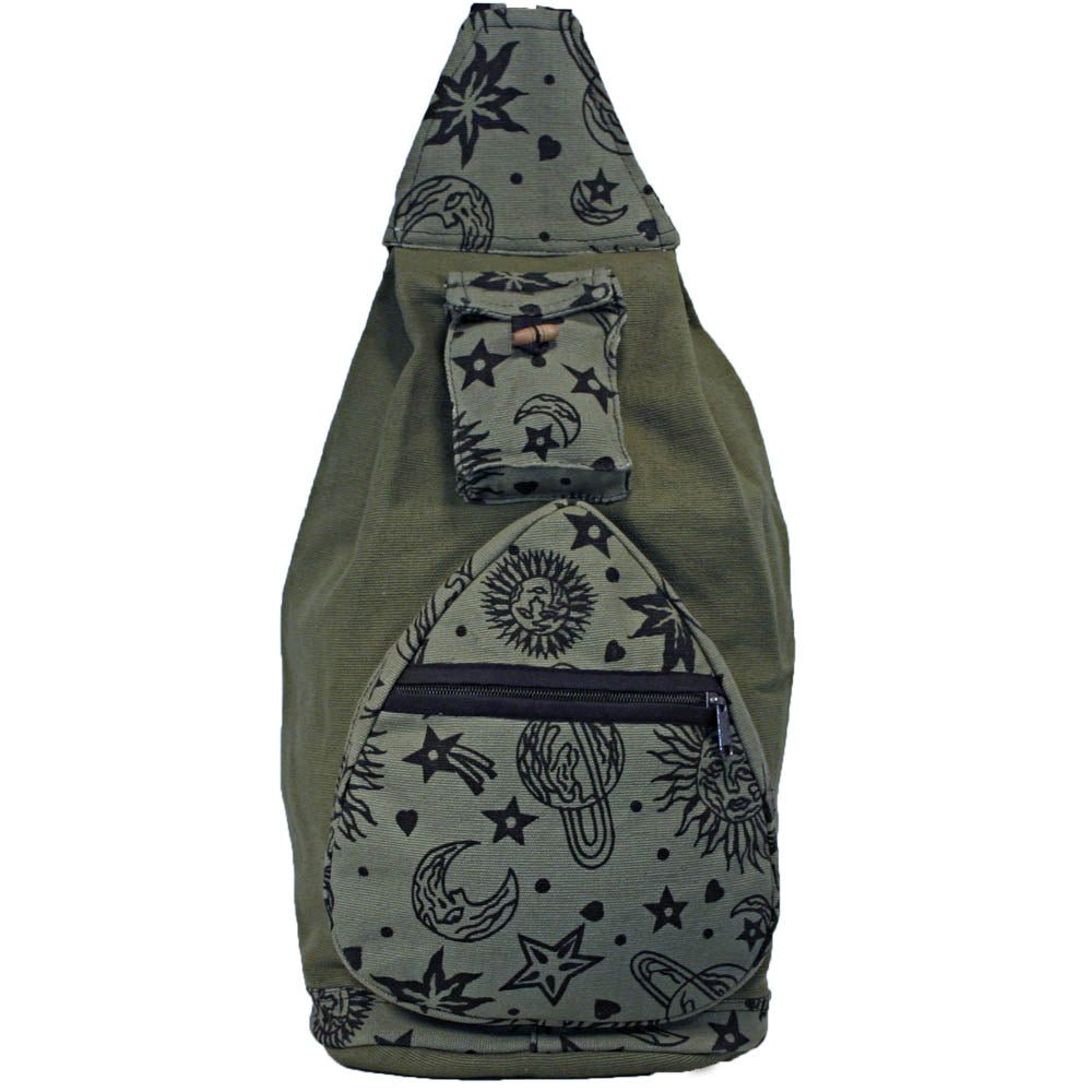 Sun Moon and Stars Hippie Sling Backpack Bag