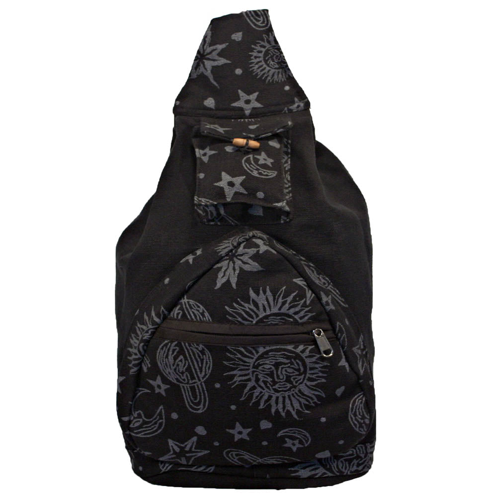 Sun Moon and Stars Hippie Sling Backpack Bag