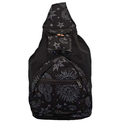 Sun Moon and Stars Hippie Sling Backpack Bag