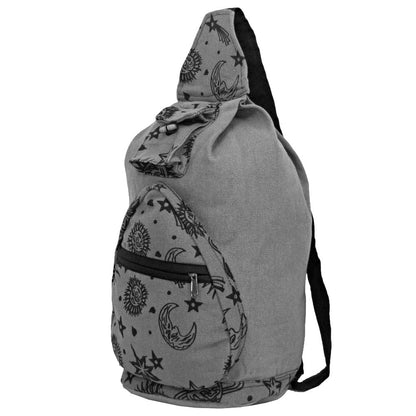 Sun Moon and Stars Hippie Sling Backpack Bag