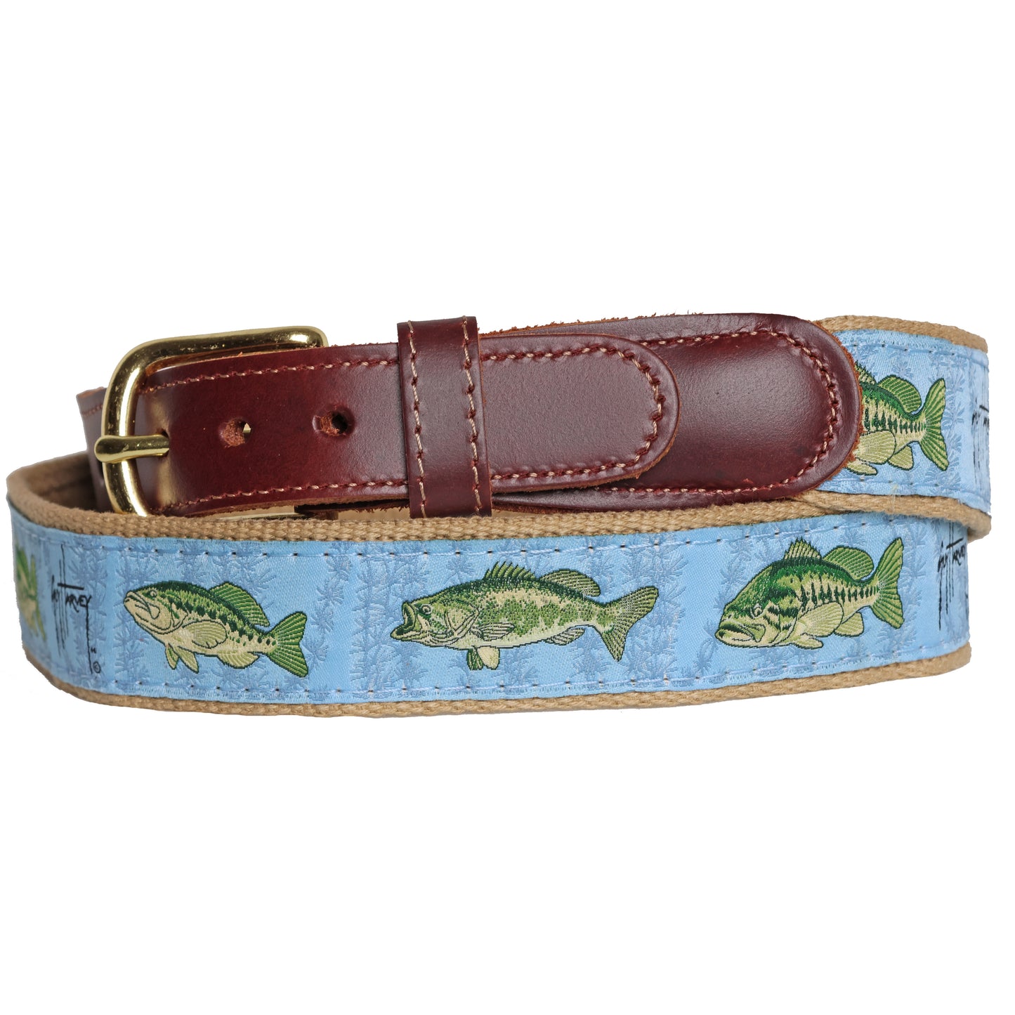 Guy Harvey Freshwater Largemouth Bass Leather Tab Belt