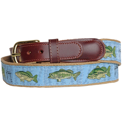 Guy Harvey Freshwater Largemouth Bass Leather Tab Belt