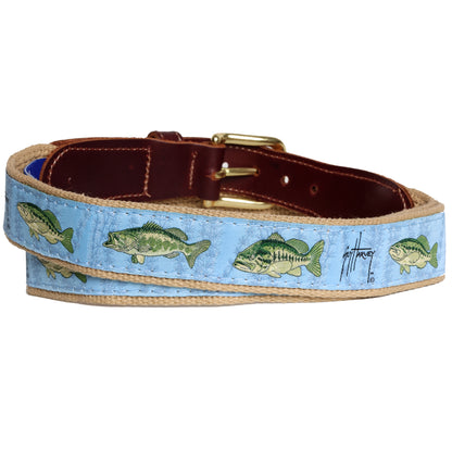 Guy Harvey Freshwater Largemouth Bass Leather Tab Belt